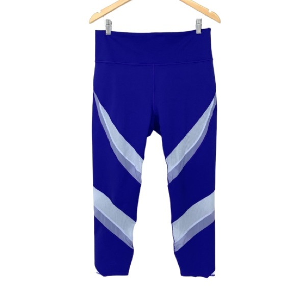 Fabletics Powerhold Blue & Gray Mesh Panel Cropped Leggings Estimated Size XL - Picture 1 of 16